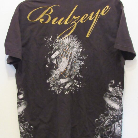 Bulzeye Black Label Couture T-Shirt Unconditional Love Rhinestones Bling Pray XL - Picture 9 of 12